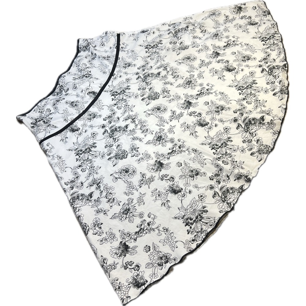 JKLA California Womens Floral Knee Length Skirt Black White Toile 4455PD3 Sz M